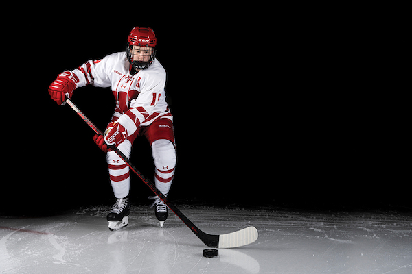 Portrait of Daryl Watts skating on ice